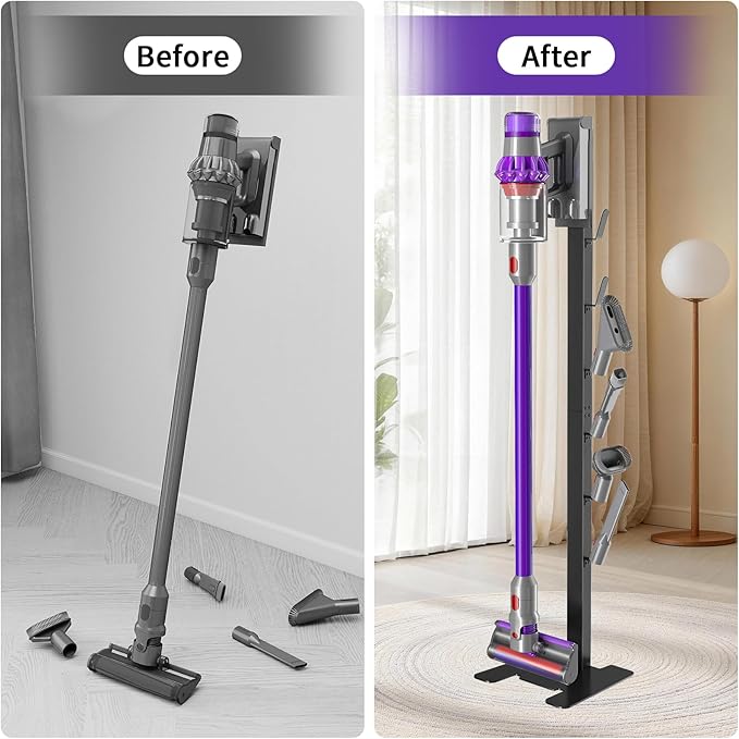 XIGOO Storage-Stand-Docking-Station-Holder Compatible with V15 V10 V8 V7 V6 Cordless Vacuum Cleaners & Accessories, Stable Metal Bracket Organizer Rack, Brushed Black
