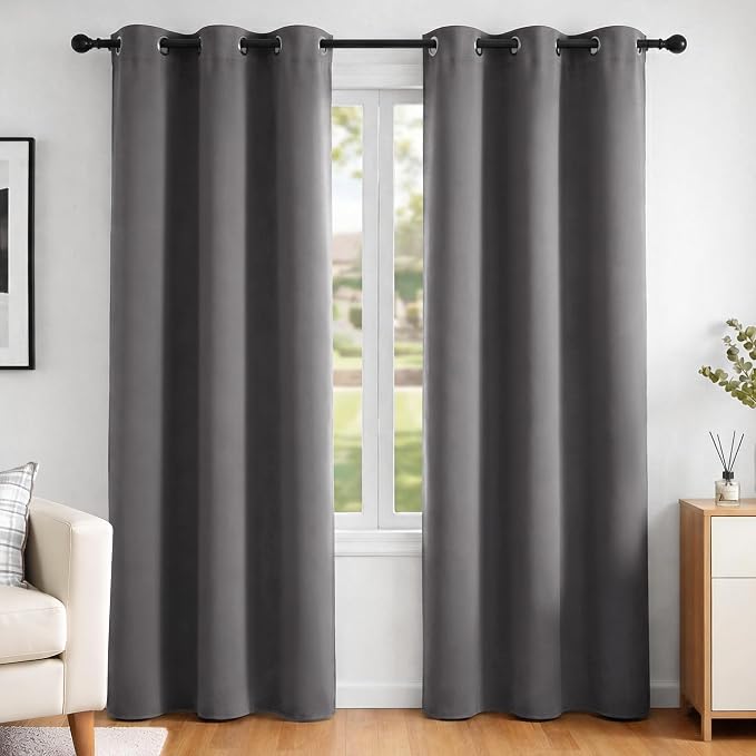 Deconovo Blackout Curtains for Bedroom and Living Room 84 Inches Long | Black by Unknown