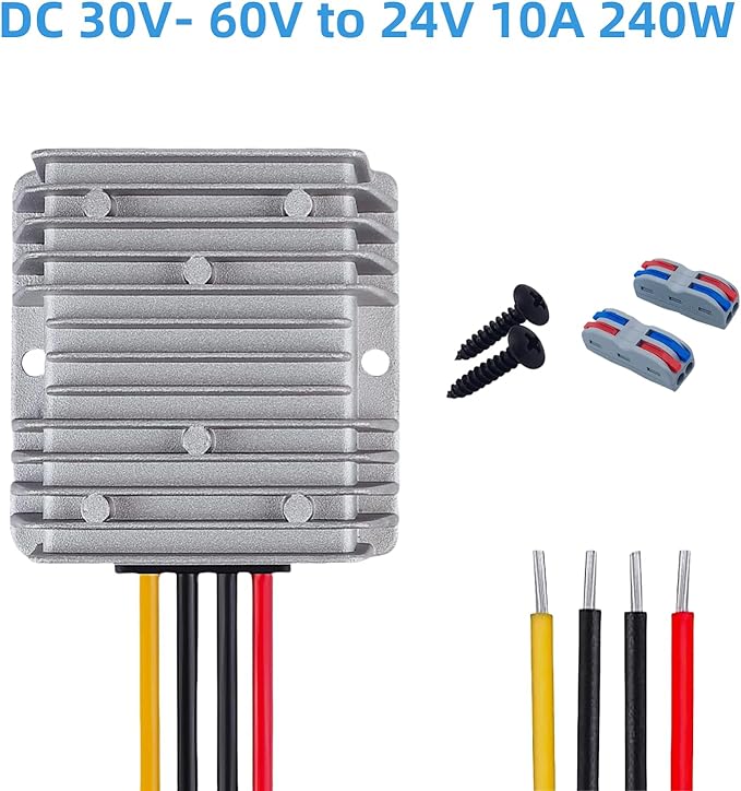 Golf Cart Accessories 10A 240W DC-DC 36V 48V Step Down to 24V Converter Golf Cart Voltage Reducer Regulator Waterproof Transformer with Fuse