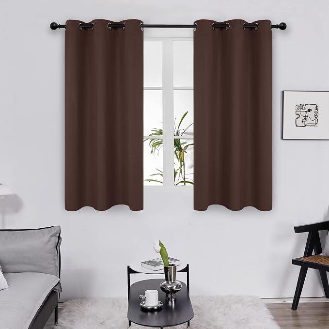 Deconovo Blackout Curtains for Bedroom and Living Room 54 Inches Long | Black - Image 2