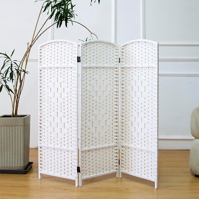 3 Panel Rattan Divider Short Room Partition Screen, Double Sided Folding Divider - Image 3