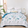 Dinjoy Quilt Set Full Size, Teal Blue Floral Bedspread by DINJOY