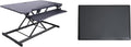 Rocelco 46" Electric Standing Desk Converter with AC Outlet USB Charger and Anti-Fatigue Floor Mat - Motorized Adjustable Sit Stand Riser - Tabletop Workstation Keyboard Tray - Black (R EDRB-46-MAFM)