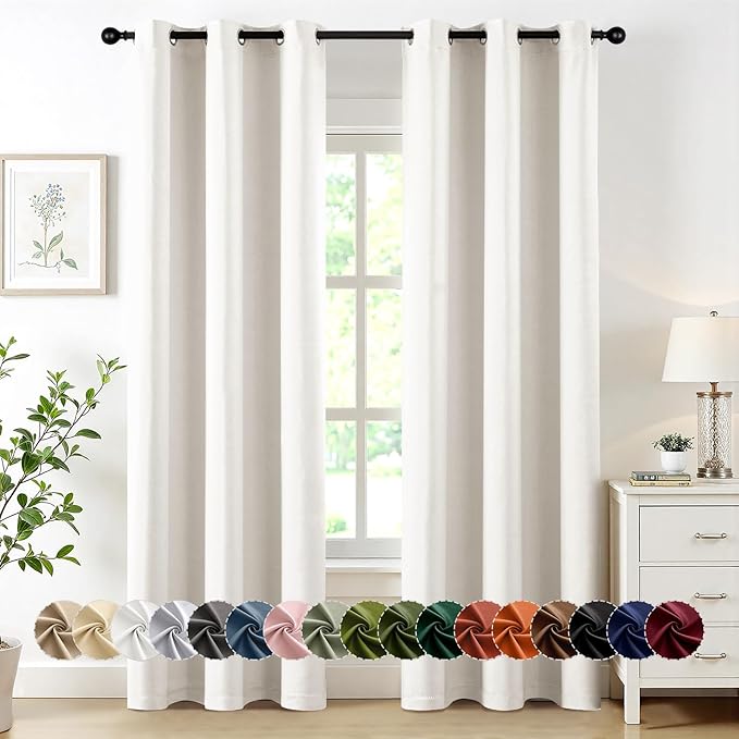 MIULEE Blackout Curtains for Bedroom 2 Panels 40 x 84 Inch Long Ivory | Thermal by MIULEE
