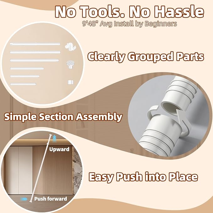 Room Divider, Tension Curtain Rod No Drilling, 4-10ft 28-70inch Wall Divider - Image 4