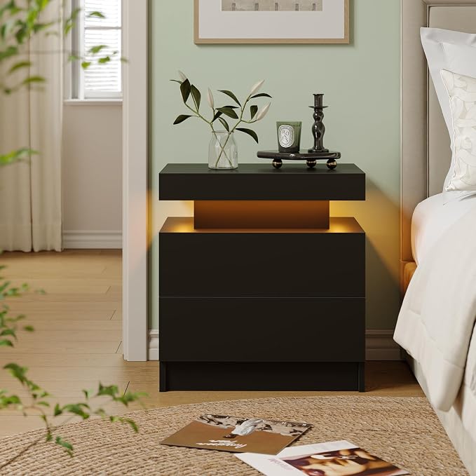 Modern White LED Nightstand for Bedroom Bedside Table - Image 3