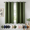 Short Olive Green Blackout Kitchen Curtain W40 x L54 Inch 2 Panels | Thermal by Woaboy