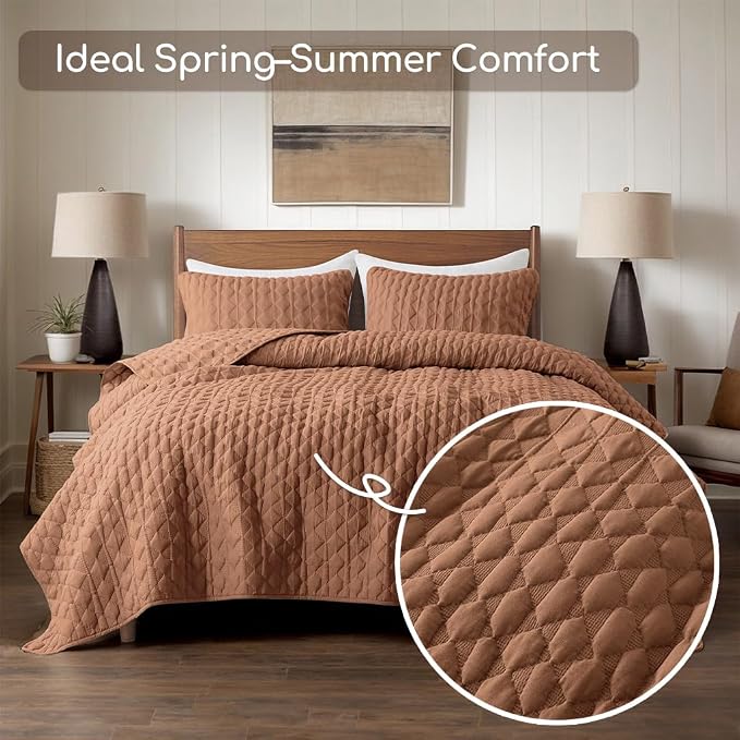 WDCOZY Burnt Orange Twin Quilt Size Bedding Sets - Image 2