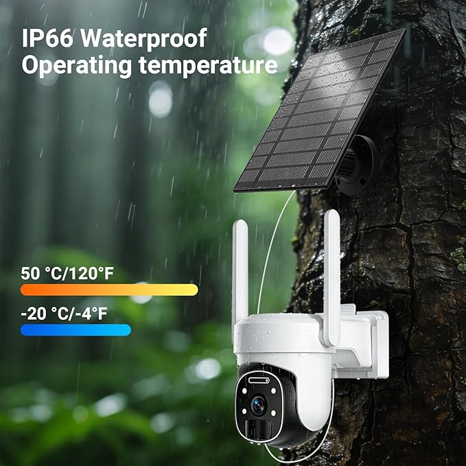 HUEVUE 4G LTE Cellular Security Camera Wireless Outdoor, 2K No WiFi Security Cellular Camera Solar Powered with Color Night Vision, PIR Motion Sensor AI Tracking for Farm/RV Update