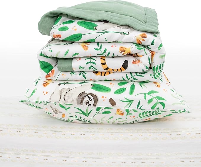 Little Unicorn Toddler Bedding 3-Piece Set | Super Soft & Breathable Muslin Fabric | for Convertible Cribs & Toddler Beds (Mighty Jungle)