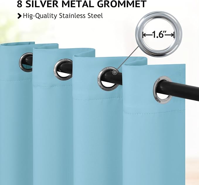 COSVIYA Grommet Room Darkening Sky Blue Curtains 84 inch Long - Image 2