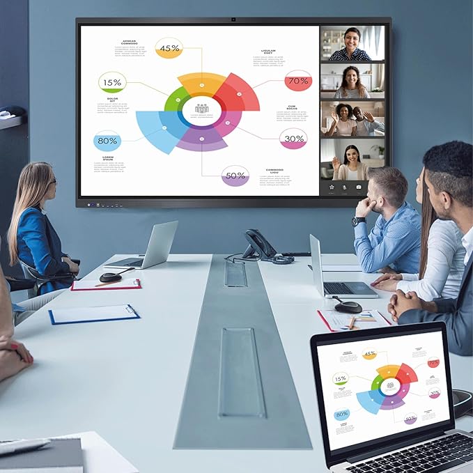 ZPNUZDU Smart Board,65" Smart Board for Classroom Office Home, 4K UHD Touch Screen Open Dual System Smart Whiteboard,Digital whiteboard with 48MP HD Camera(Board+Wall Mount Included)