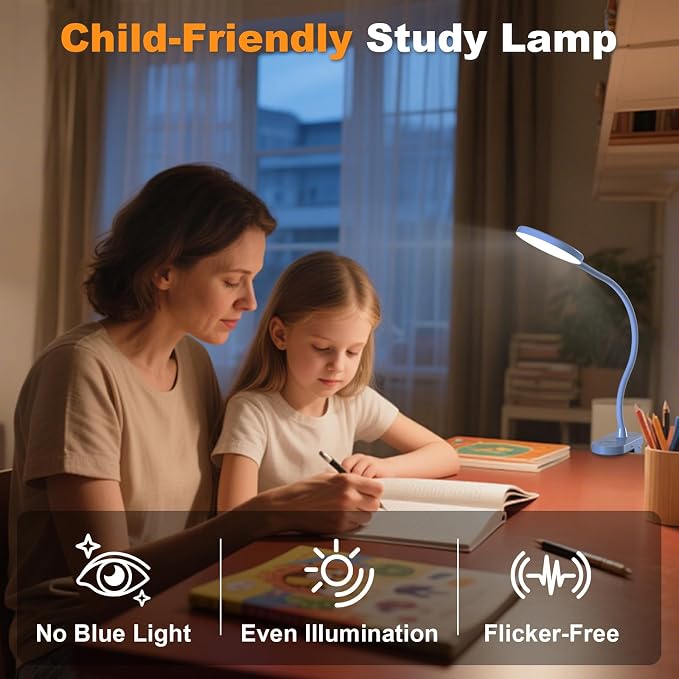 Rechargeable Desk Lamp with Clamp, 97 LED Eye-Care Table Light - Image 5