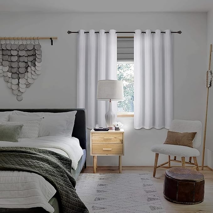 Diraysid 100% Blackout Curtains White Linen Curtains - Image 3
