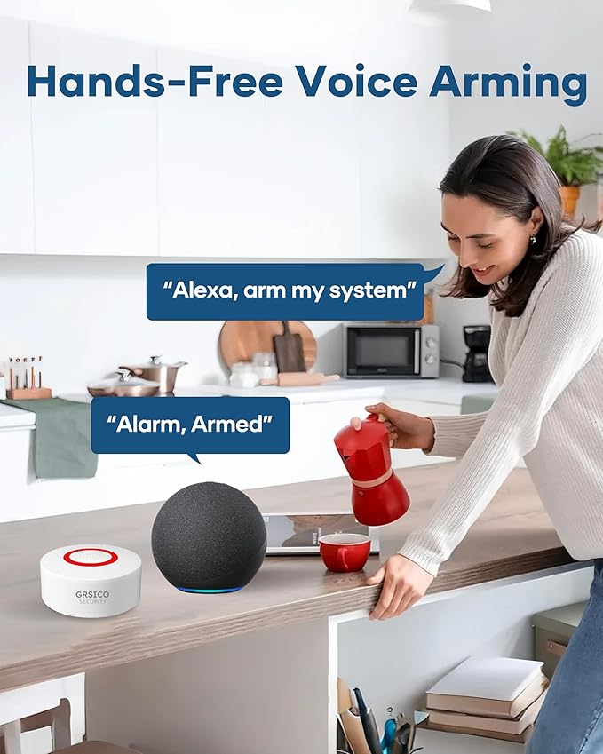 GRSICO Wireless Home Alarm System 15-Piece Kit, WiFi Alarm System for Home Security with Phone APP Alert (Alarm Siren, Keypad, Remote, Motion, and Door Sensors) for Home, Apartment, Work with Alexa