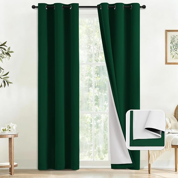 COSVIYA Drak Green 100% Blackout Curtains by COSVIYA