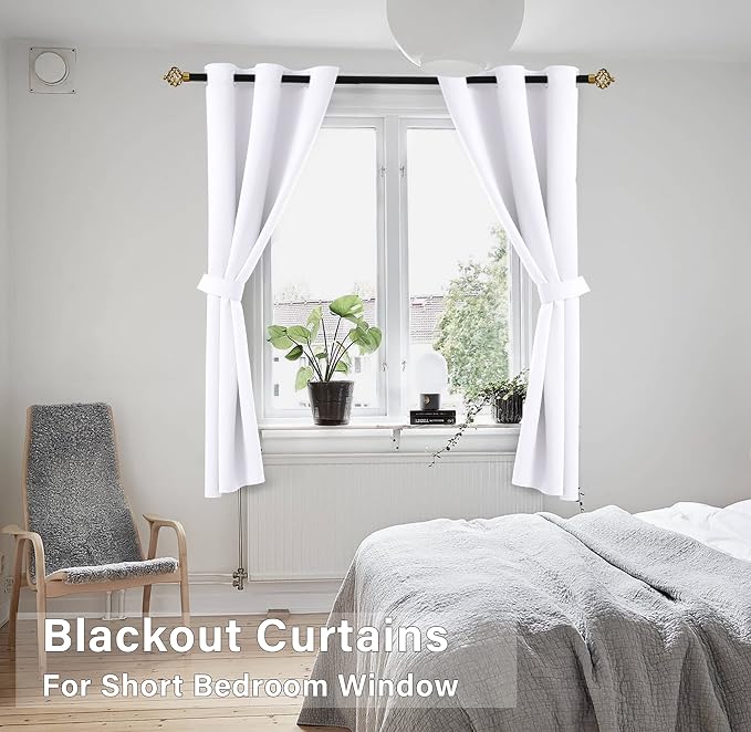 KOUFALL 48 Inch Curtains for Bathroom, Room Darkening Blackout Short Window - Image 4