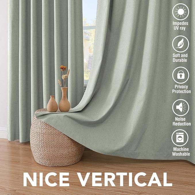 H.VERSAILTEX Linen Blackout Curtains 45 Inches Long 100% Absolutely Blackout - Image 7