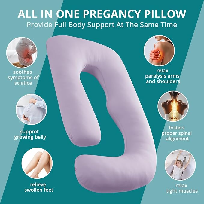 Cooling Pregnancy Pillows for Sleeping, Lavender | Sasttie Maternity Pillow - Image 6