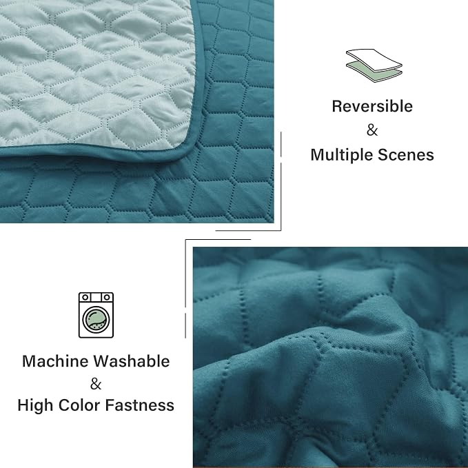 Exclusivo Mezcla Reversible Twin Quilt Bedding Set, Dusty Teal | Lightweight - Image 6