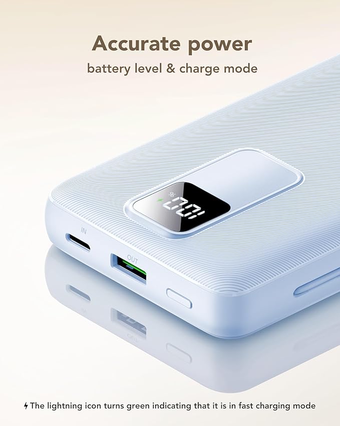 charmast 20000mAh Portable Charger with Built-in Cables & Wall Plug, 20W USB C Power Bank, Fast Charging Battery Pack Travel Essentials Compatible with iPhone 16/15/14 Series, Samsung, Google, iPad