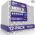 BNX TruFilter 20x23x1 Air Filter MERV 8 (12-Pack) - MADE IN USA – Dust & Pet Defense Electrostatic Pleated Air Conditioner HVAC AC Furnace Filters for Dust, Pet, Mold, Pollen MPR 600 – 700 & FPR 5