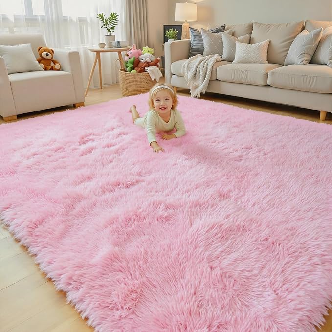 8x10 Area Rugs for Living Room, Fuzzy Plush Carpet for Bedroom Dorm Playroom by Junhejiamei