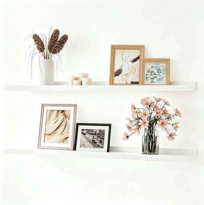 White Floating Shelves for Wall Decor, 32 in Shelf by Unknown
