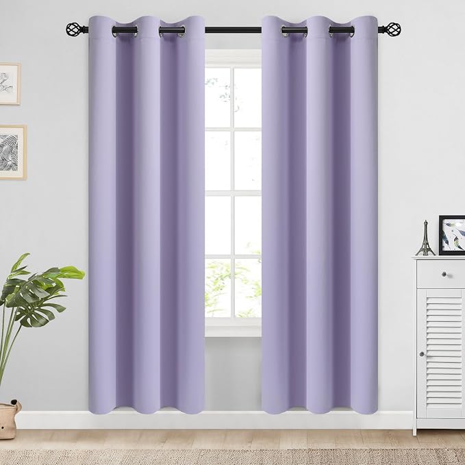 COSVIYA Grommet Blackout Room Darkening Lilac Curtains 72 inch Length | Thick by COSVIYA