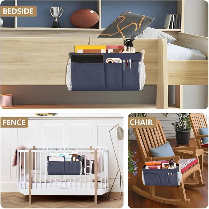 DOMIKING Navy Blue Bedside Caddy - Image 8