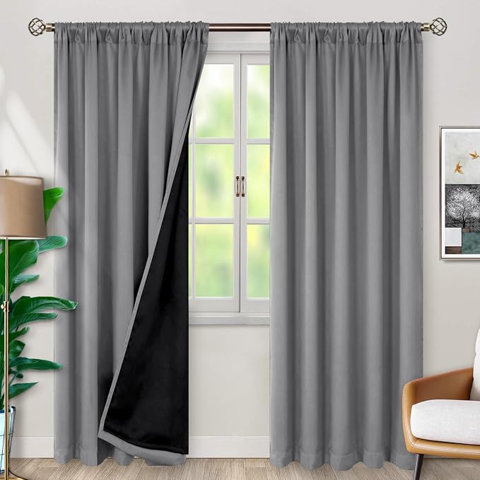 BGment Dove Grey 100% Blackout Curtains - Image 2
