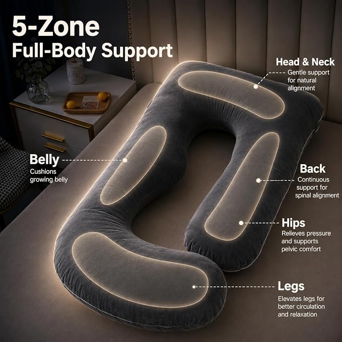 ALLOPERA Pregnancy Pillows for Sleeping, 57-Inch U-Shaped Full Body Maternity - Image 4
