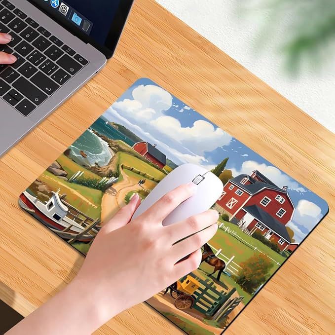 Beach House Square Mouse pad, Texture, Waterproof, Anti Slip Rubber Base, Computer Mouse pad, Laptop Mouse pad