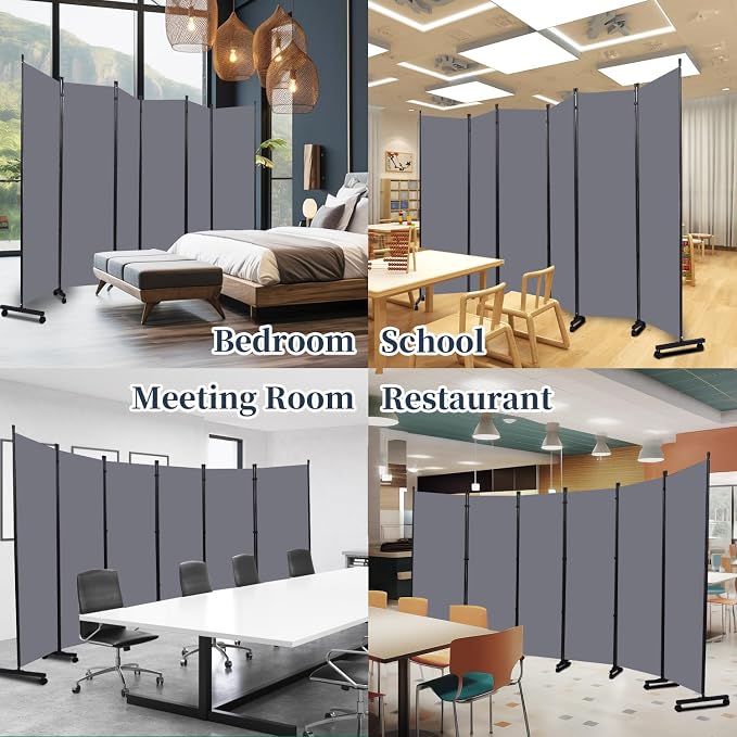 Room Divider 6 Panel-132''Wide Folding Privacy Screen, Large Partition Wall | - Image 7