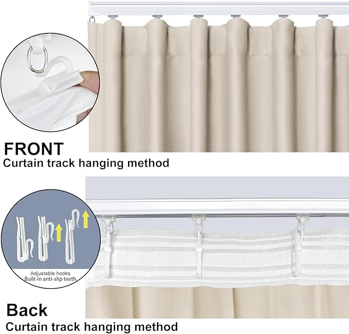 Room Divider Blackout Curtain Track Curtains Wall Dividers Panels Screen for Living Rooms Bedroom Office Privacy Partition Separation, W150 × L108 Inch,1 Panel, Beige