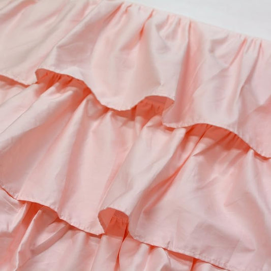 Brandream Blush Pink Shabby Chic Girl Ruffled Crib Bed Skirt Dust Ruffle Triple Layer 100% Egyptian Cotton Sateen Silky Nursery Bedding