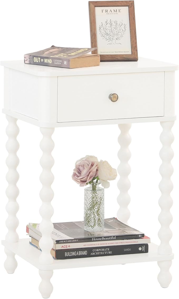 AWASEN White Nightstand, Small Side Table by AWASEN