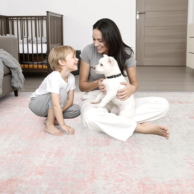 Round Area Rug Living Room: 4 ft Modern Washable Indoor Carpet | - Image 2