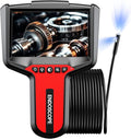 Endoscope Camera with Light: 5" Dual-Lens Inspection Borescope Camera for Sewer - 16.4ft Waterproof Industrial Endoscope - Flexible Snake Bore Scope for Plumbing Automotive
