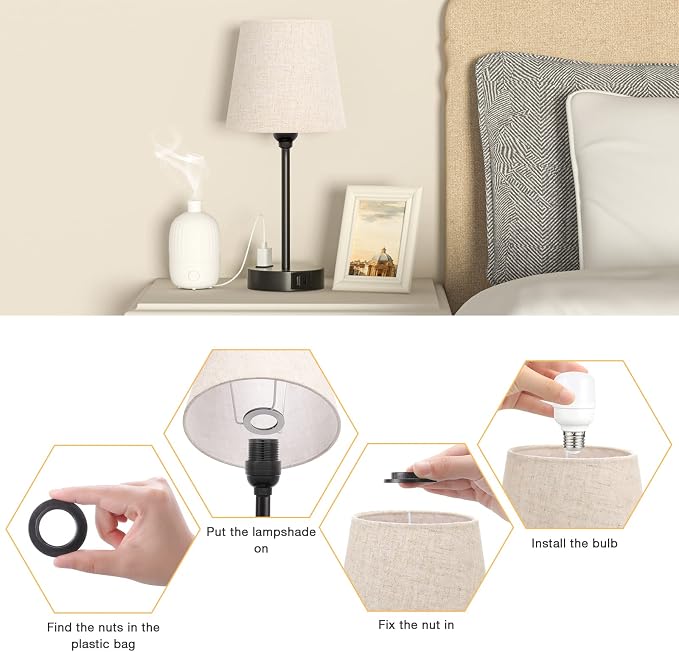 Bedside Table Lamps Set 2 for Bedroom - Image 7