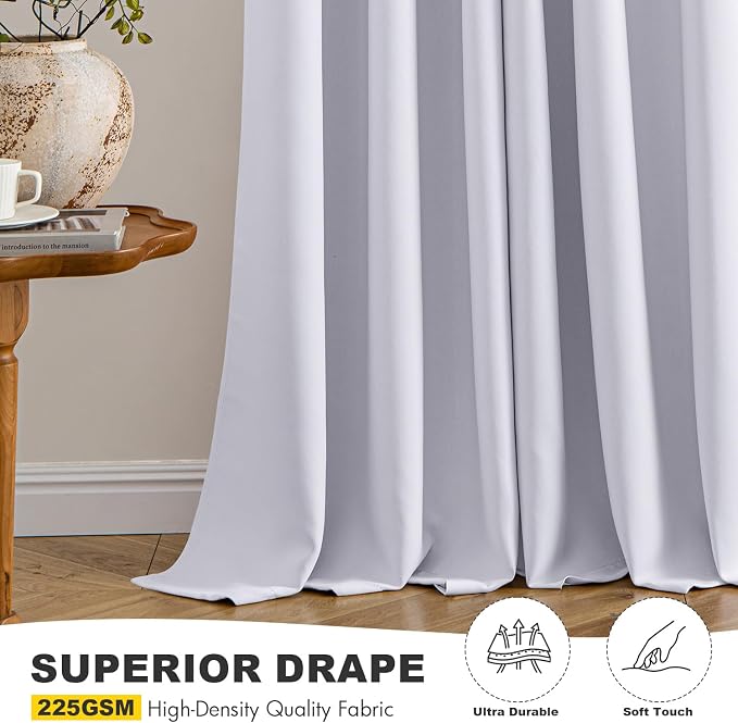 MIULEE Blackout Curtains for Bedroom 2 Panels 40x63 Inch Long Greyish White | - Image 5
