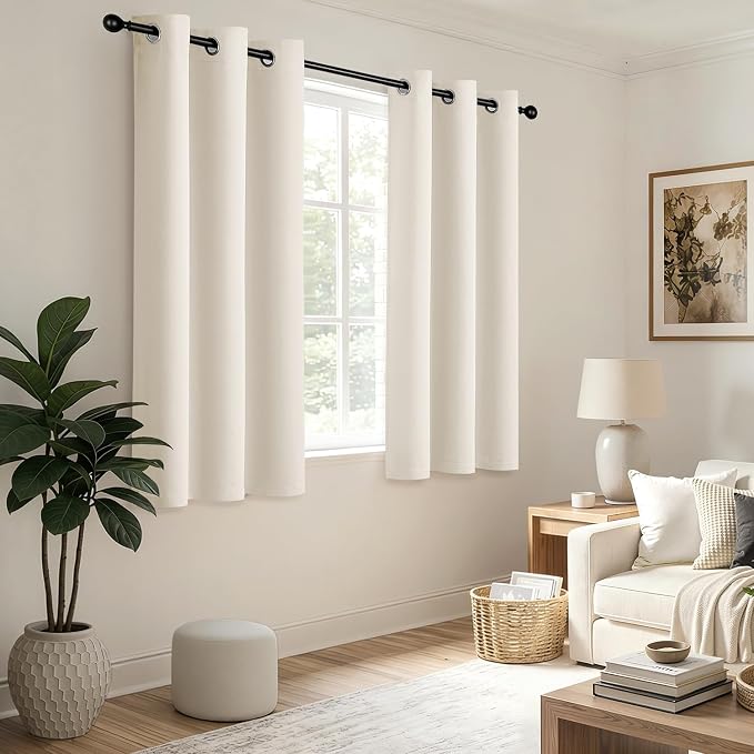 Beige White Blackout Curtains for Bedroom Living Room W40 x L72 Inch | 72 Inch - Image 5