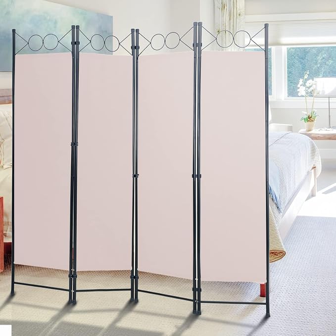 Room Divider 4 Panels 6FT Room Divider Tan Wall Divider - Image 7