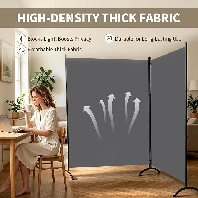 Extra-Wide 2 Panel Room Divider, Portable Privacy Screen - Image 6