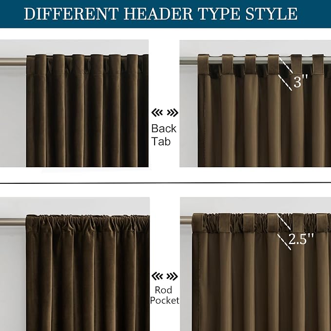 PRIMROSE Brown Velvet Curtains 108 inch Long - Image 2