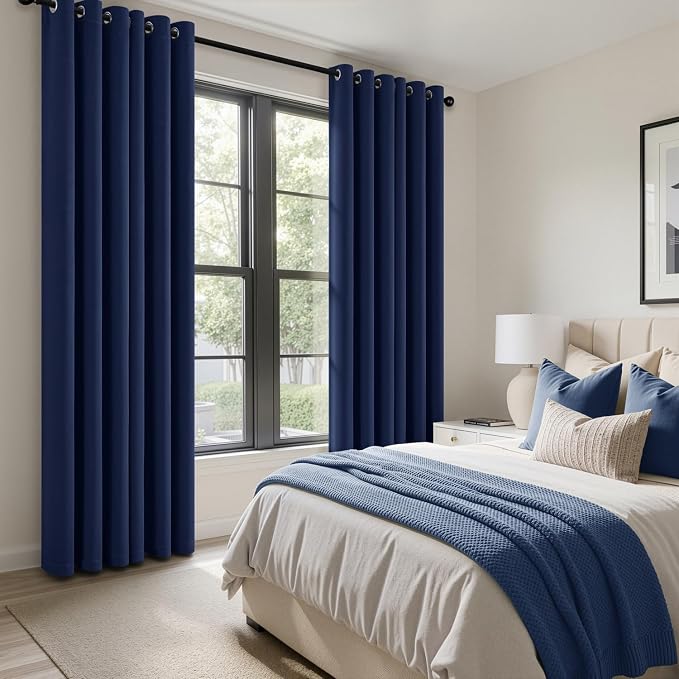 Navy Blue Blackout Curtains for Bedroom Living Room W40 x L84 Inch | 84 Inch - Image 6