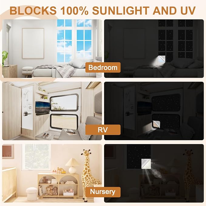 Vanten 100% Blackout Curtains for Bedroom, Portable Window Cover - Image 3