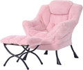 Welnow Lazy Chair with Ottoman, Reading Chair with Footrest, Plush Pink | A by LifeGetsBetterWithWelnow