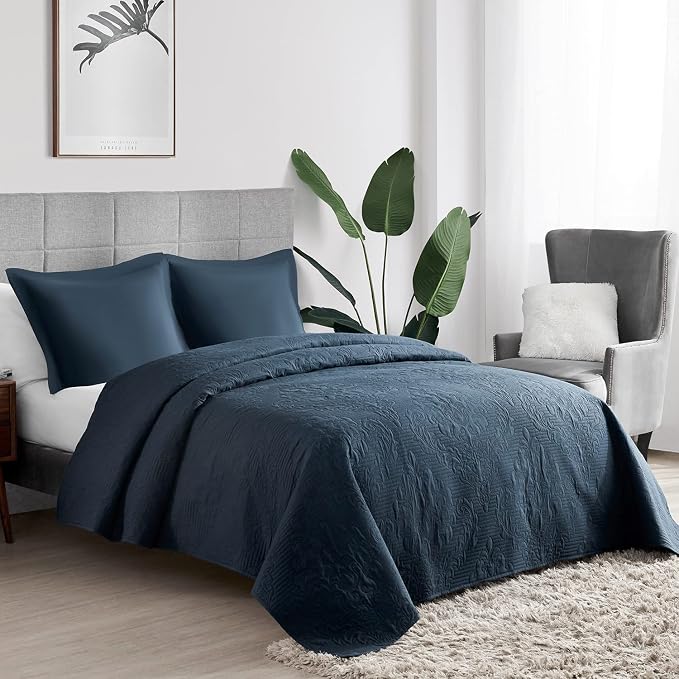 Hansleep Quilt Set Ultrasonic Lightweight Bed Decor Coverlet Set Comforter - Image 8