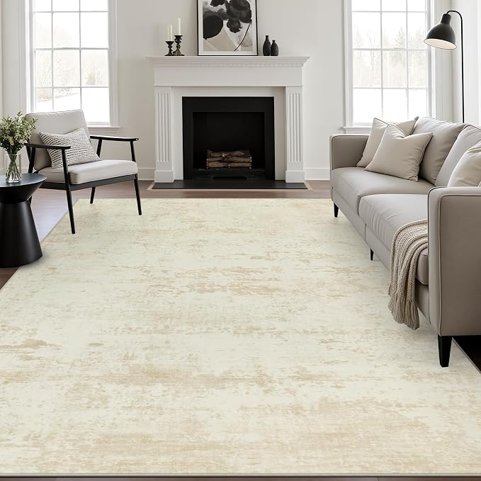 6x9 Area Rug Living Room: Modern Washable Indoor Soft Carpet Beige | by FXRHLP